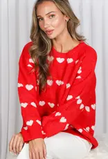 Sweet Hearts Embellished Cozy Knitted Sweater