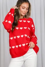 Sweet Hearts Embellished Cozy Knitted Sweater