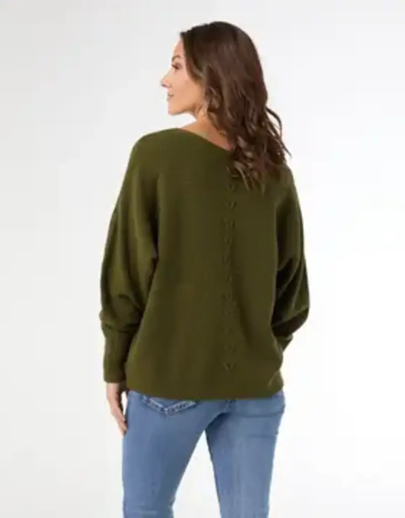 Relaxed Ciana Pullover Sweater with Lattice Back