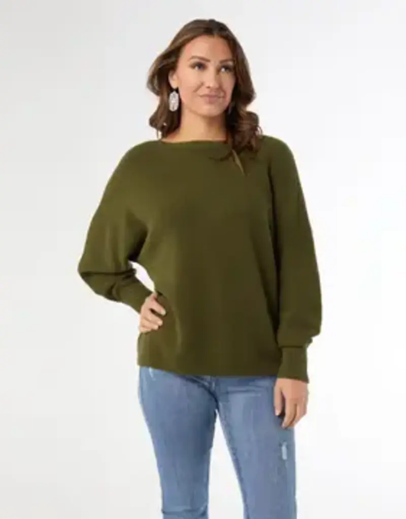 Relaxed Ciana Pullover Sweater with Lattice Back