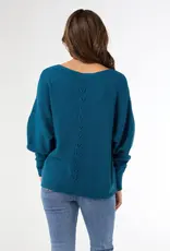 Relaxed Ciana Pullover Sweater with Lattice Back