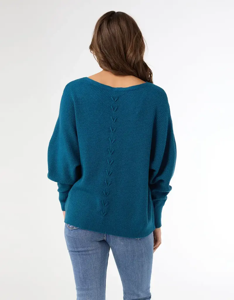 Relaxed Ciana Pullover Sweater with Lattice Back