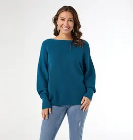 Relaxed Ciana Pullover Sweater with Lattice Back