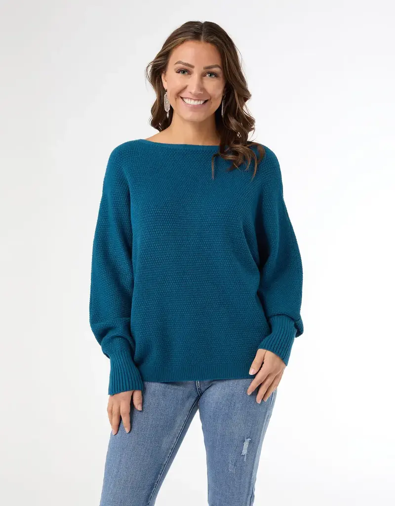 Relaxed Ciana Pullover Sweater with Lattice Back