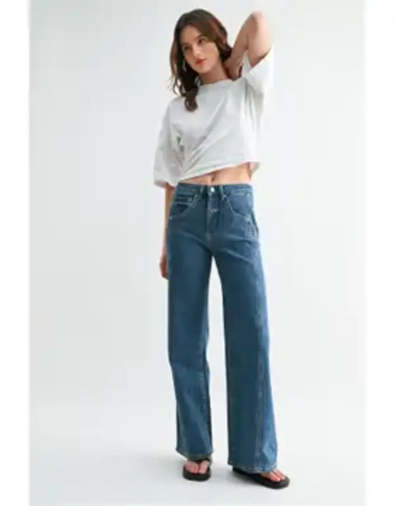 High Rise Wide Leg Side Panel