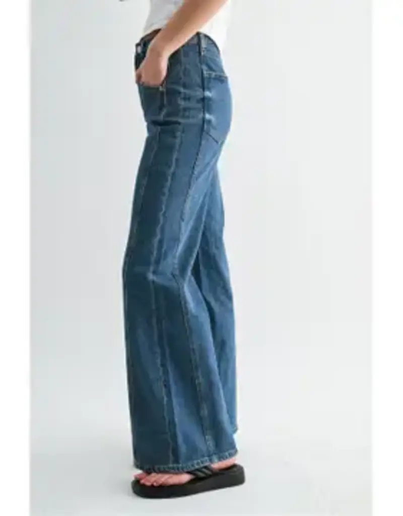 High Rise Wide Leg Side Panel