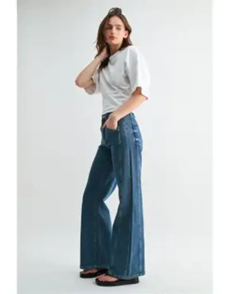 High Rise Wide Leg Side Panel