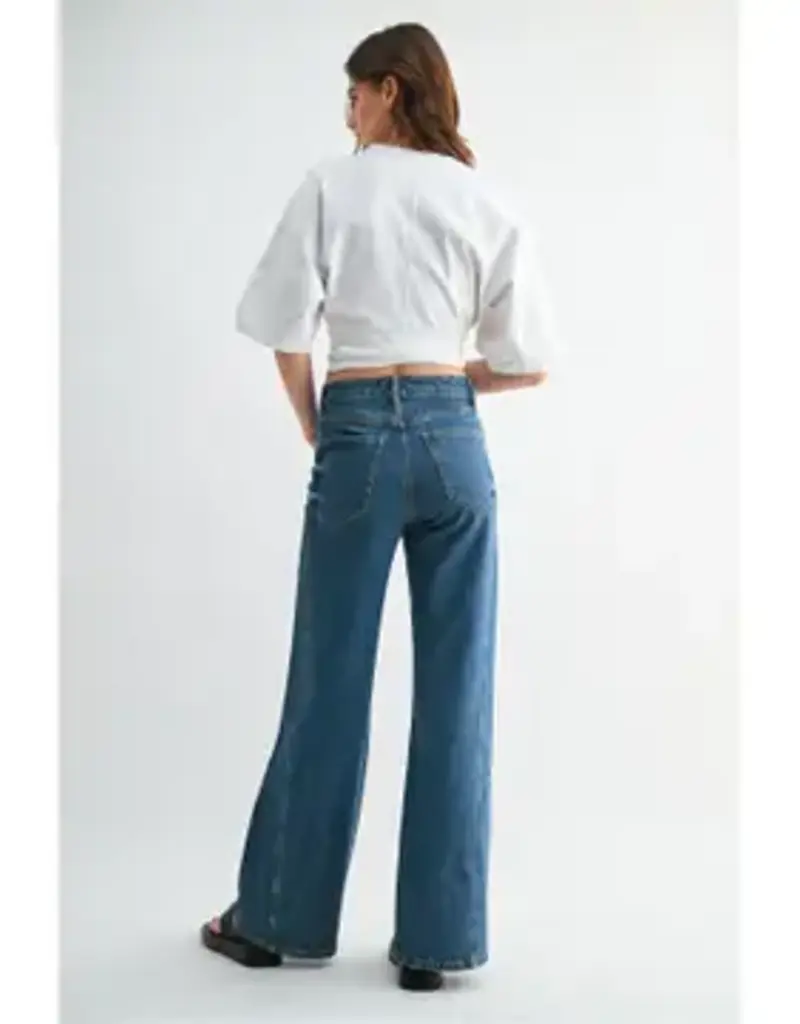 High Rise Wide Leg Side Panel