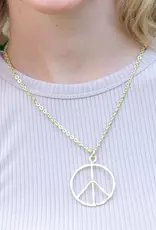 Gold Plated Necklace -  Peace Sign