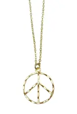 Gold Plated Necklace -  Peace Sign