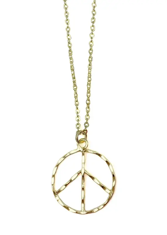 Gold Plated Necklace -  Peace Sign