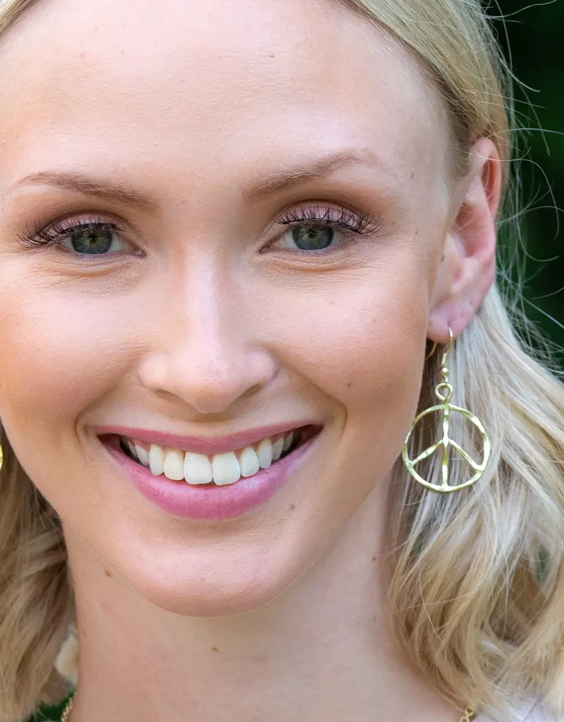 Peace Sign Gold Plated Earrings