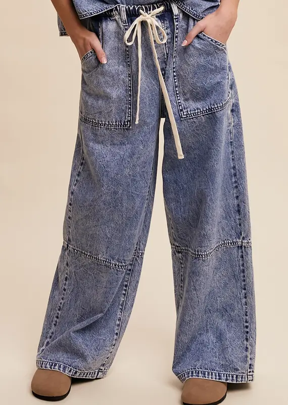 Denim Pant Wide-Leg & Draw String Waist