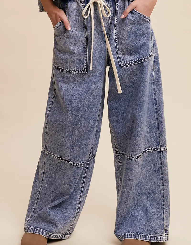 Denim Pant Wide-Leg & Draw String Waist