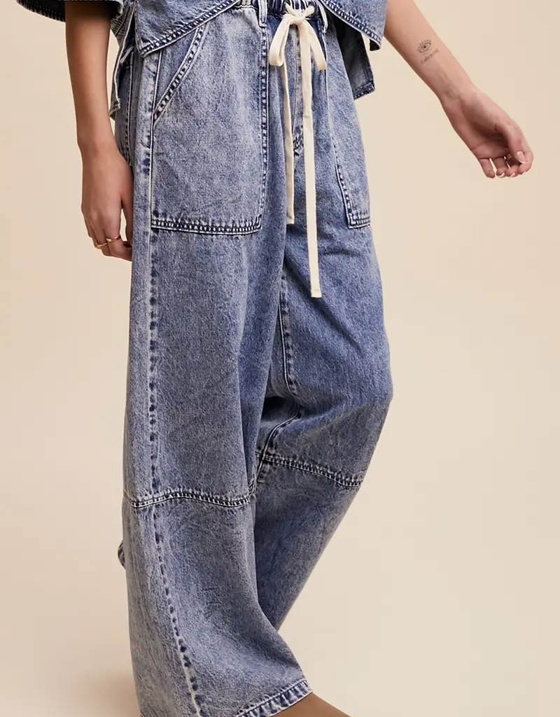 Denim Pant Wide-Leg & Draw String Waist