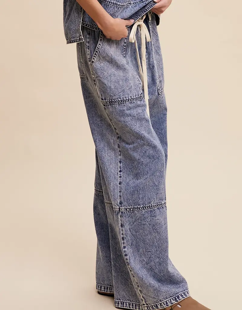 Denim Pant Wide-Leg & Draw String Waist