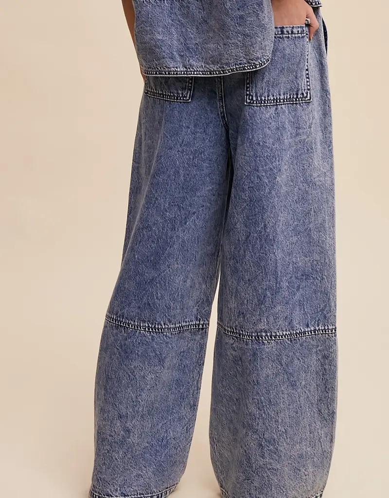 Denim Pant Wide-Leg & Draw String Waist