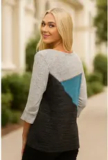 Hacci Colorblock TopWith 3/4 Sleeves