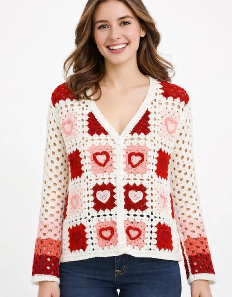 Crocheted Button Front Cardigan