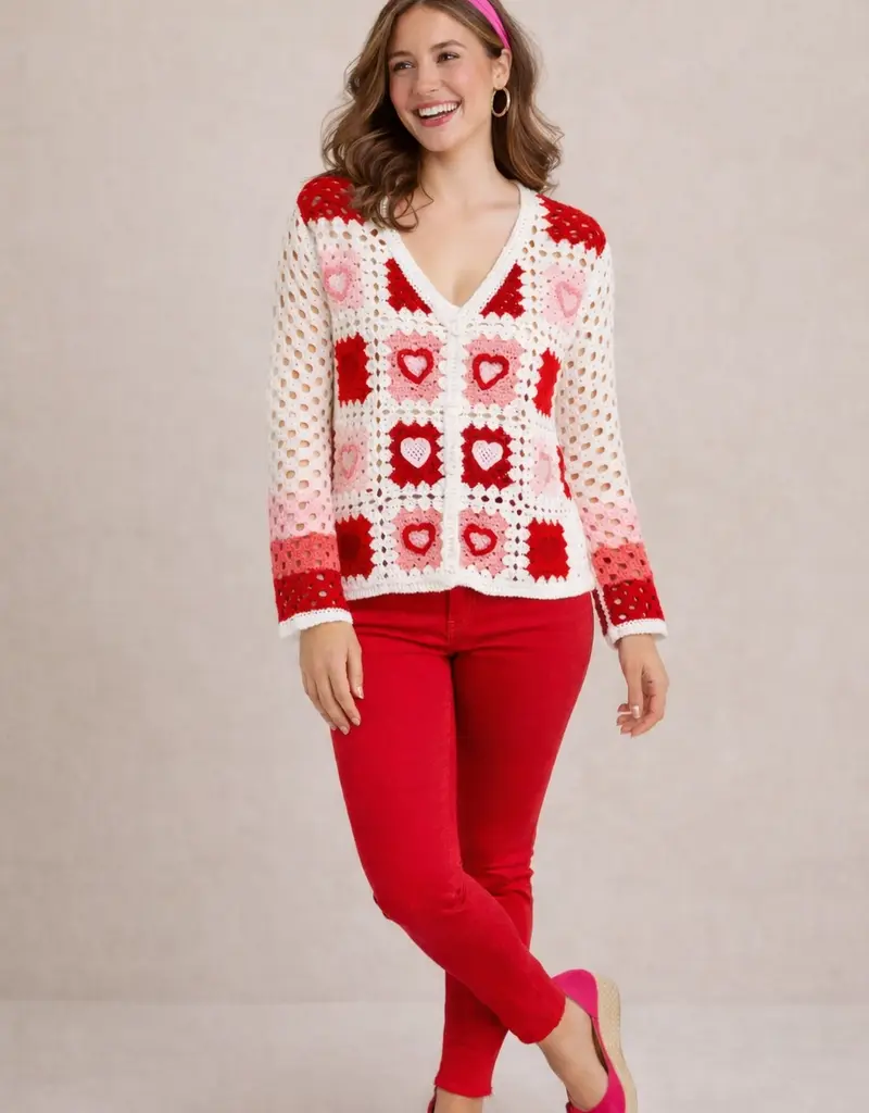 Crocheted Button Front Cardigan