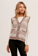 Needlepoint Sweater Vest With Button Front