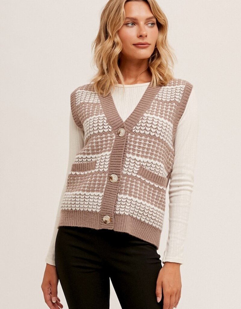 Needlepoint Sweater Vest With Button Front