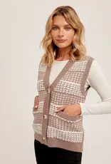 Needlepoint Sweater Vest With Button Front