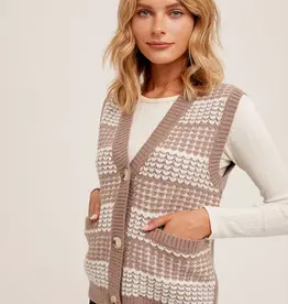 Needlepoint Sweater Vest With Button Front
