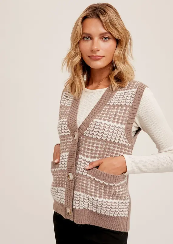 Needlepoint Sweater Vest With Button Front