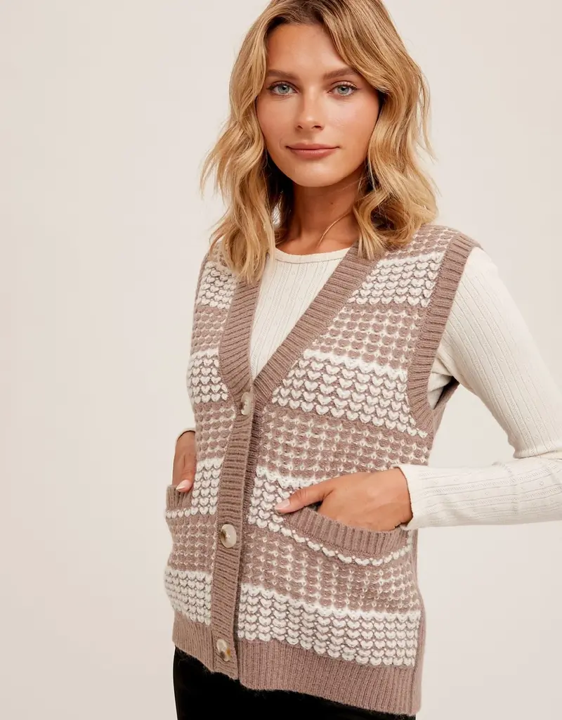 Needlepoint Sweater Vest With Button Front