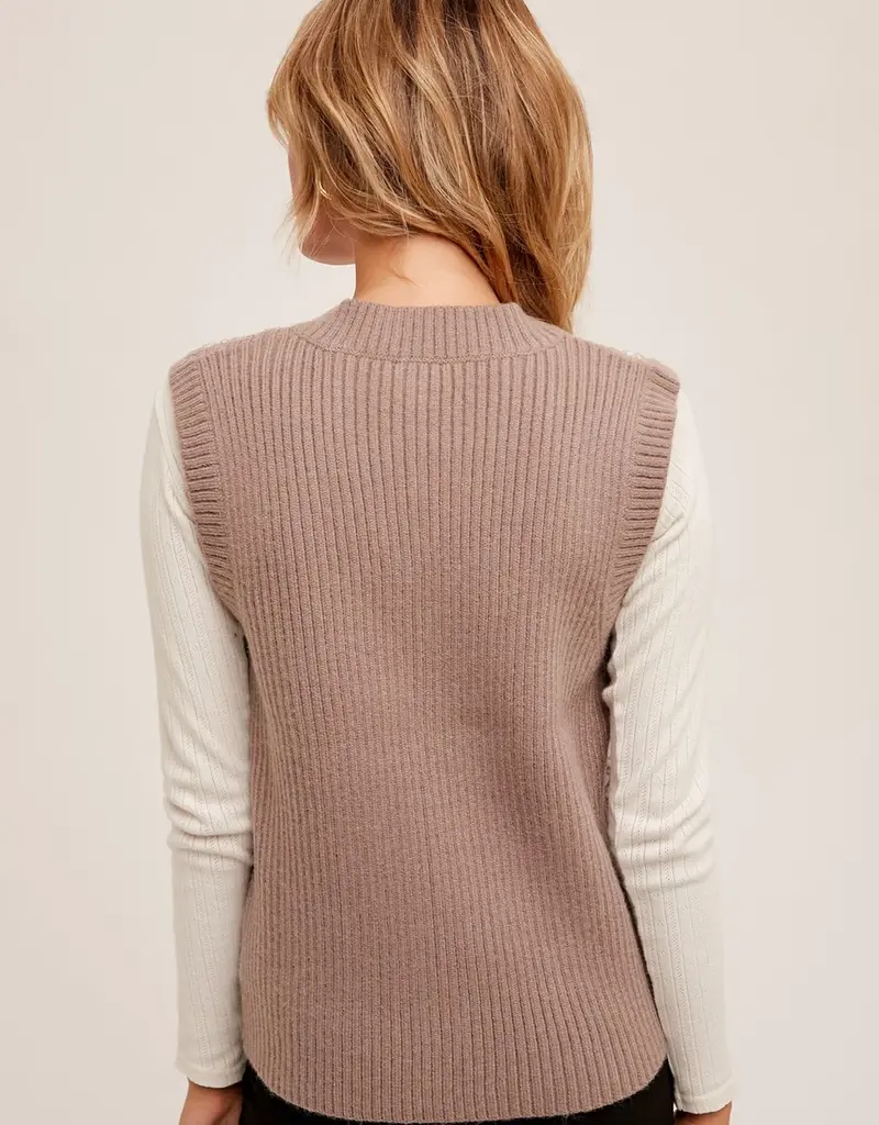 Needlepoint Sweater Vest With Button Front