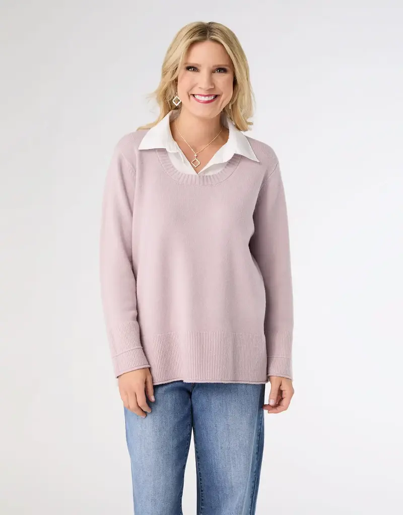 Heavenly-Luxe Sweater with Woven Collar