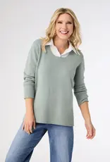 Heavenly-Luxe Sweater with Woven Collar
