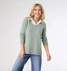 Heavenly-Luxe Sweater with Woven Collar