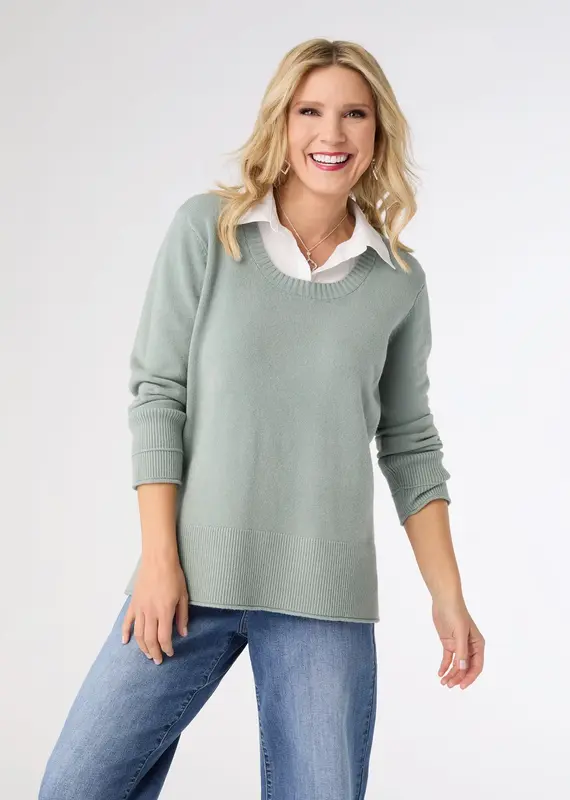 Heavenly-Luxe Sweater with Woven Collar