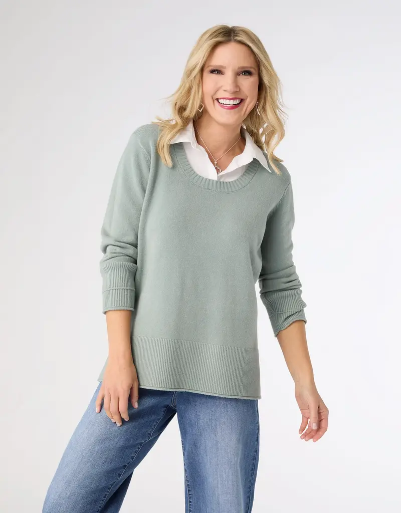 Heavenly-Luxe Sweater with Woven Collar