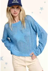 Relaxed Open Knit Hollow Out Star Sweater Pullover