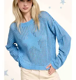 Relaxed Open Knit Hollow Out Star Sweater Pullover