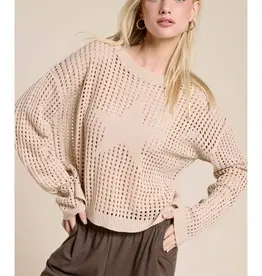 Relaxed Open Knit Hollow Out Star Sweater Pullover