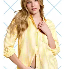 Collared Contrast Stripe Button Down Shirt