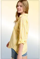 Collared Contrast Stripe Button Down Shirt