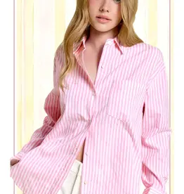 Collared Contrast Stripe Button Down Shirt