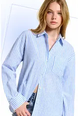 Collared Contrast Stripe Button Down Shirt
