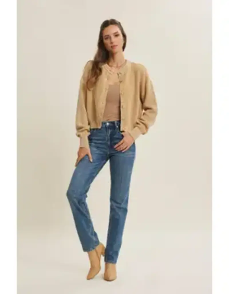 Any Season Mineral-Washed Cable Knit Cardigan