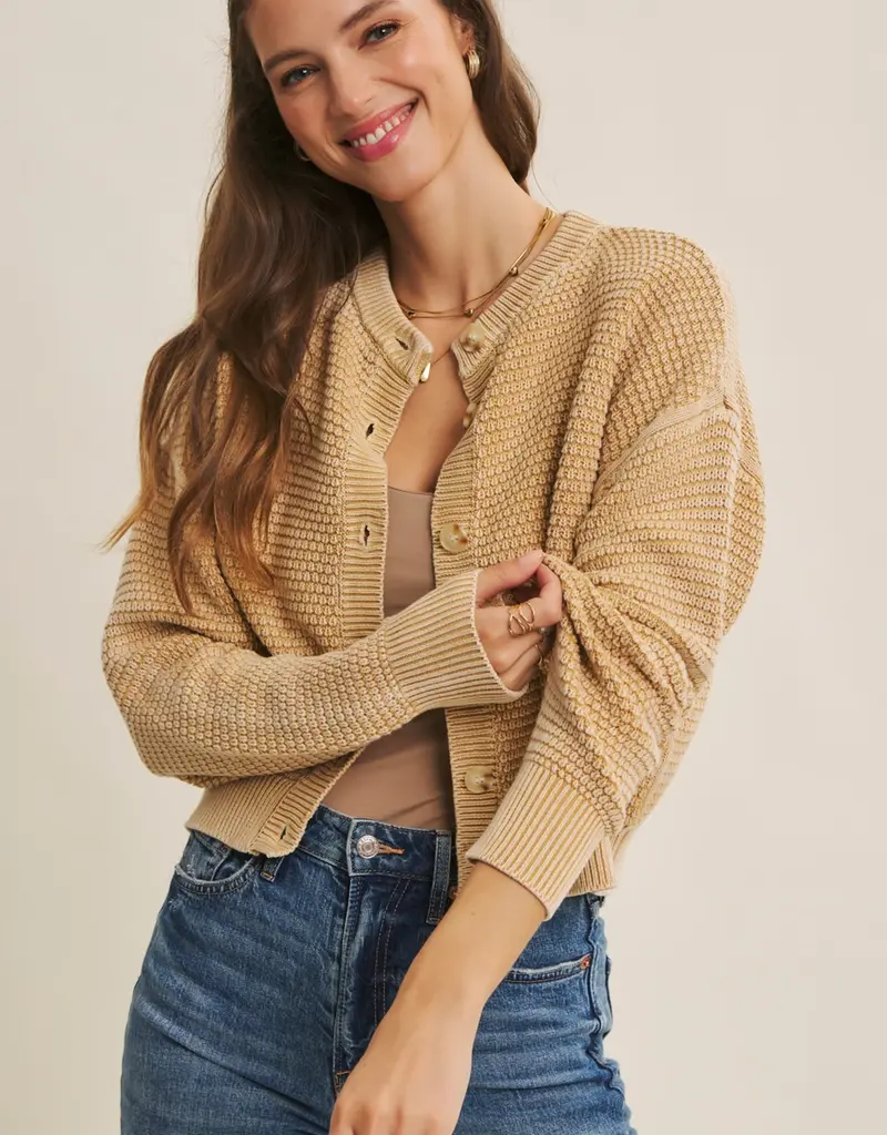 Any Season Mineral-Washed Cable Knit Cardigan