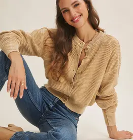 Any Season Mineral-Washed Cable Knit Cardigan