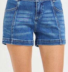 Mid Rise Shorts With Seam Details