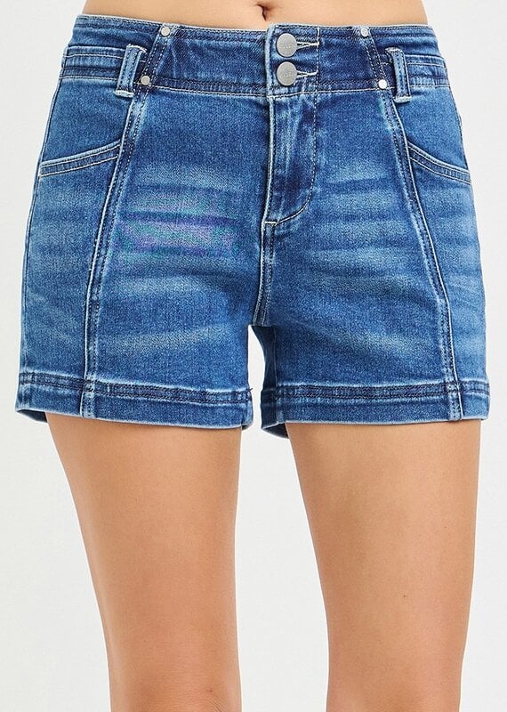Mid Rise Shorts With Seam Details