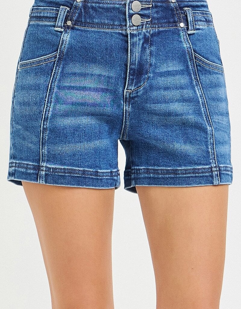 Mid Rise Shorts With Seam Details