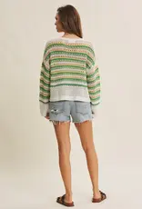 Multi Stripe Loose Fit Crochet Sweater